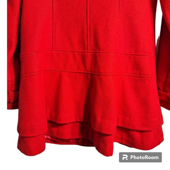 Guess Moda International Red Skirt Bottom Pea Coat Size Small - Picture 8 of 13